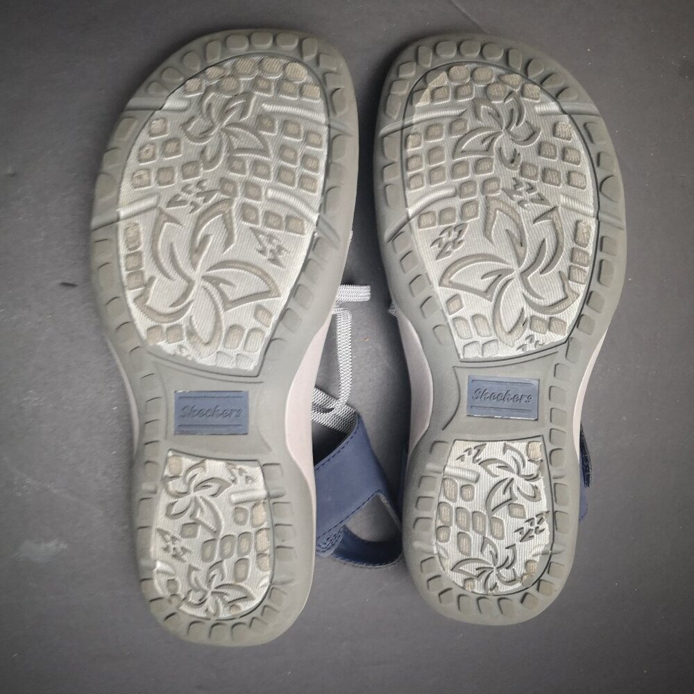 Skechers Ladies Size 7 Reggae Slim - Takes Two Navy & Grey Memory Foam Sandals - Picture 7 of 8